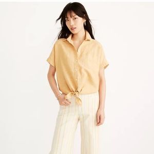 Madewell Short Sleeve Yellow Tie-Front Shirt